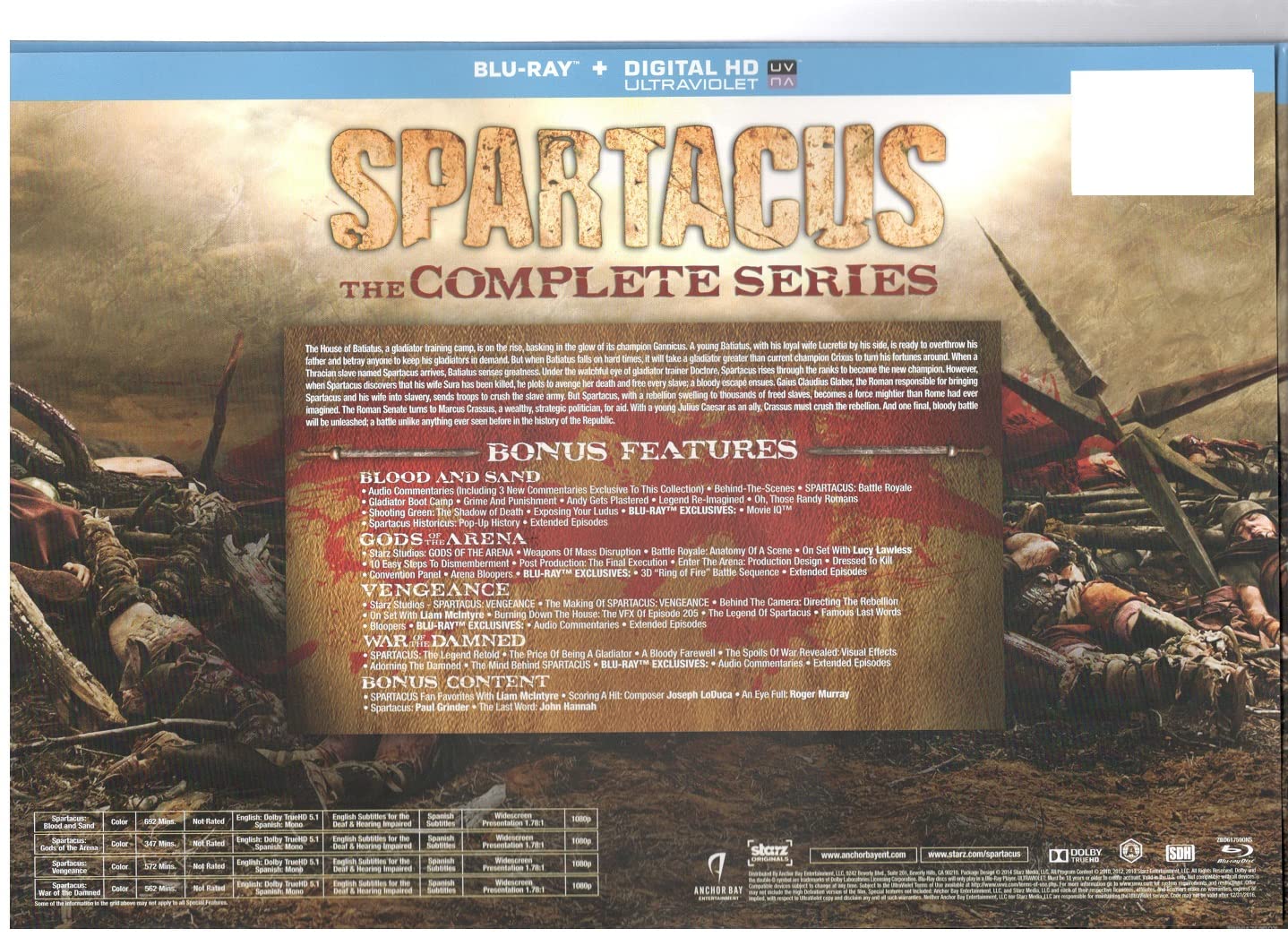 Amazon.co.jp: Spartacus - The Complete Series (Limited Edition